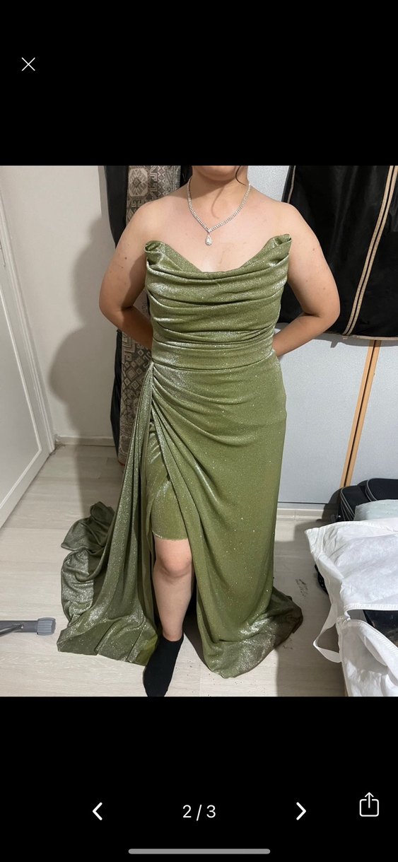 STRAPLEZ HAKİ ABİYE MEZUNİYET SÖZ NİŞAN - Görsel 2