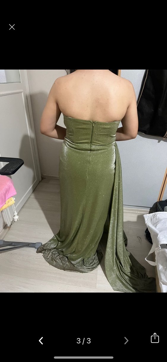 STRAPLEZ HAKİ ABİYE MEZUNİYET SÖZ NİŞAN - Görsel 3