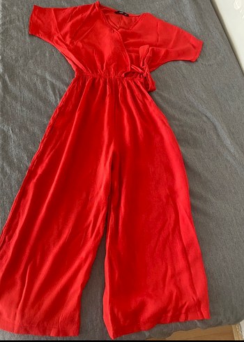 Zara Kırmızı Drapeli Midi Uzun Tulum