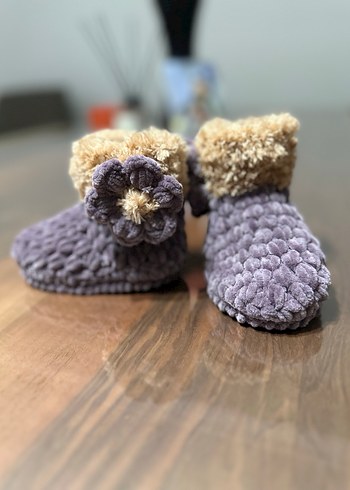 Kız Çocuk Örgü Sıcak Ev Terliği - Görsel 2