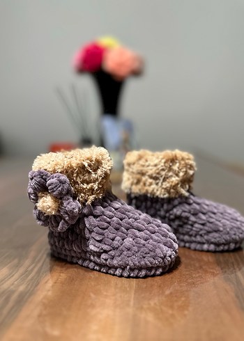 Kız Çocuk Örgü Sıcak Ev Terliği - Görsel 3