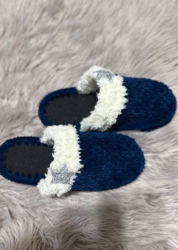 Mavi Örgü Kadın Ev Terliği - Görsel 4