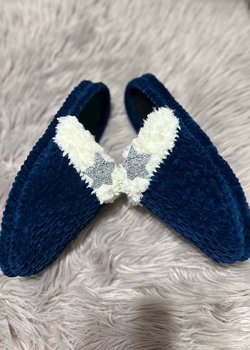 Mavi Örgü Kadın Ev Terliği - Görsel 3