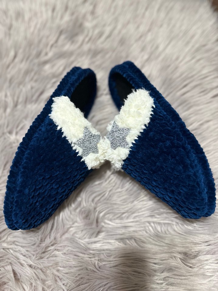 Mavi Örgü Kadın Ev Terliği - Görsel 3