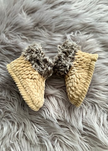 Kızlar İçin Bej Triko Sıcak Ev Terliği - Görsel 2