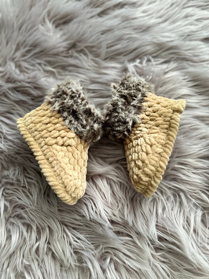 Kızlar İçin Bej Triko Sıcak Ev Terliği - Görsel 2