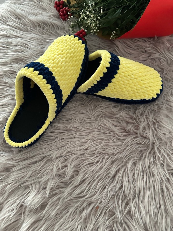 Sarı Örgü Kadın Ev Terliği - Görsel 2