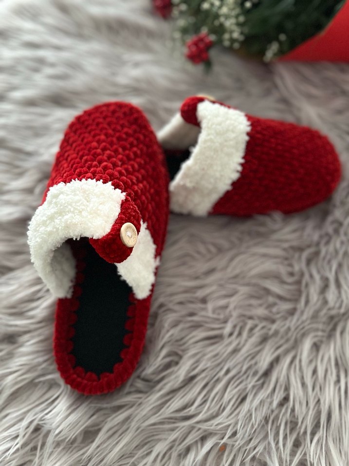 Kırmızı Örgü Kadın Ev Terliği - Görsel 2