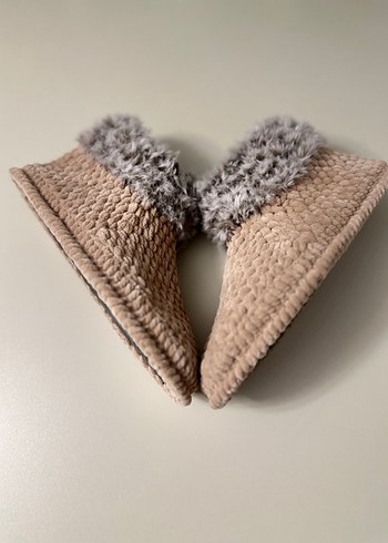 Kürk Detaylı Örgü Kadın Terlik - Görsel 3