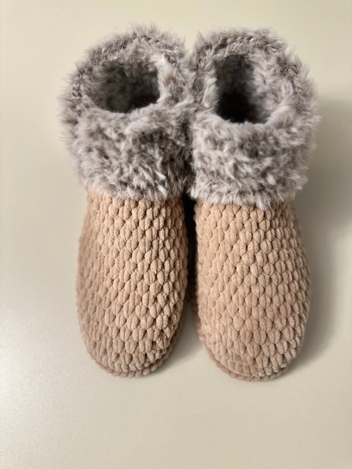 Kürk Detaylı Örgü Kadın Terlik - Görsel 2