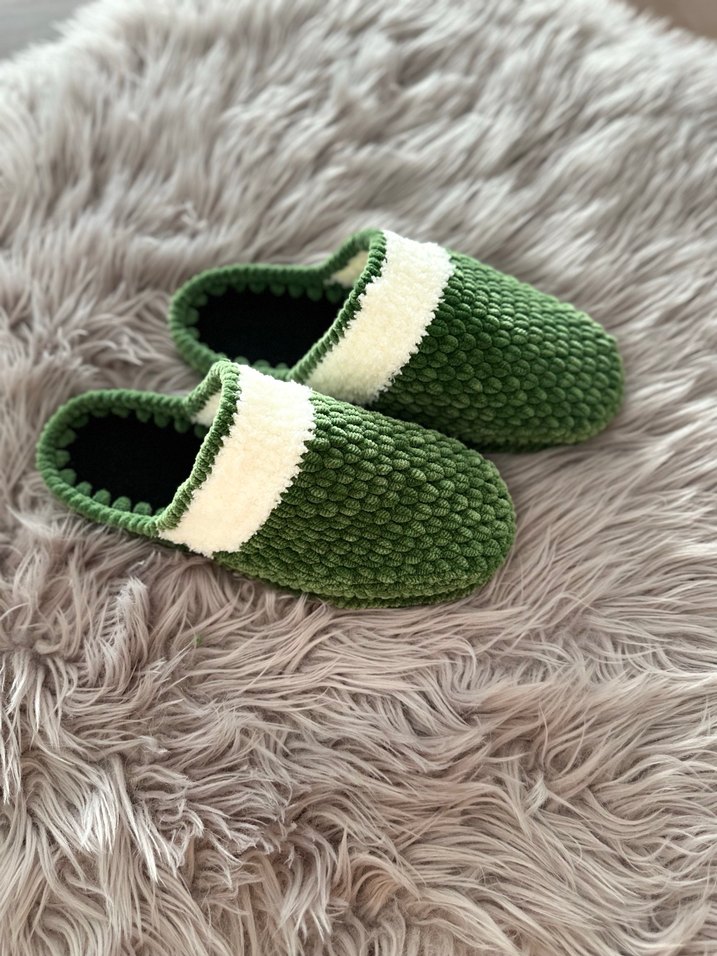 Örgü Kadın Ev Terliği Yeşil - Görsel 2