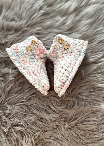 Kız Çocuk Gri Örgü Sıcak Ev Terliği - Görsel 2