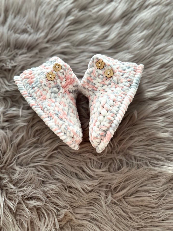 Kız Çocuk Gri Örgü Sıcak Ev Terliği - Görsel 2