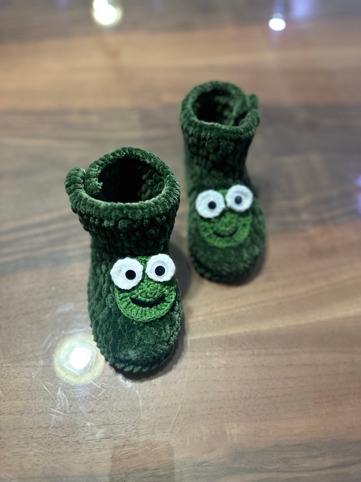 Erkek Çocuk Örgü Yeşil Nakışlı Bot - Görsel 3