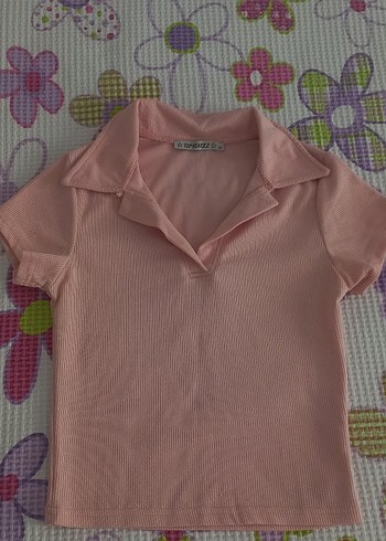 Pembe V Yakalı Polo Tişört