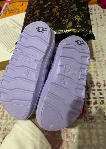 Mor Unicorn Baskılı Kız Çocuk Sandaletleri - Görsel 2