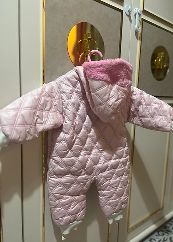 Pembe Nakışlı Bebek Kış Tulumu kabanı - Görsel 3