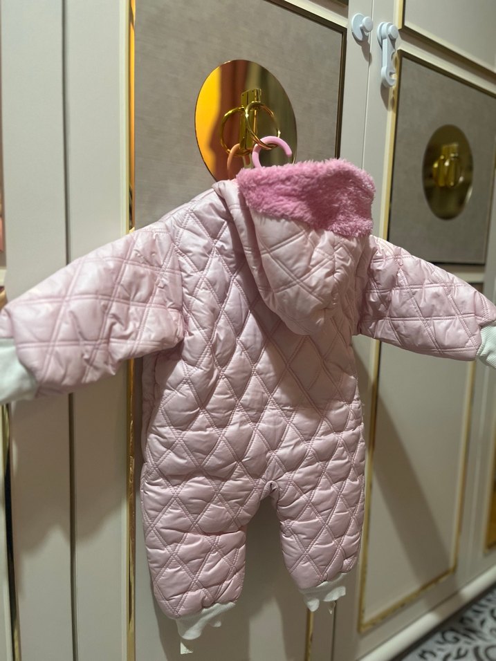 Pembe Nakışlı Bebek Kış Tulumu kabanı - Görsel 3