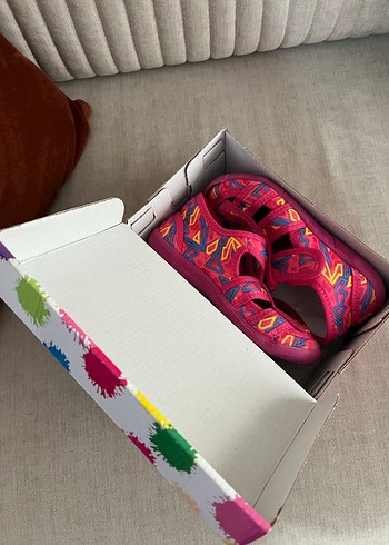 Kız Çocuk Renkli Velcro Bağlı Terlik Panduf - Görsel 5