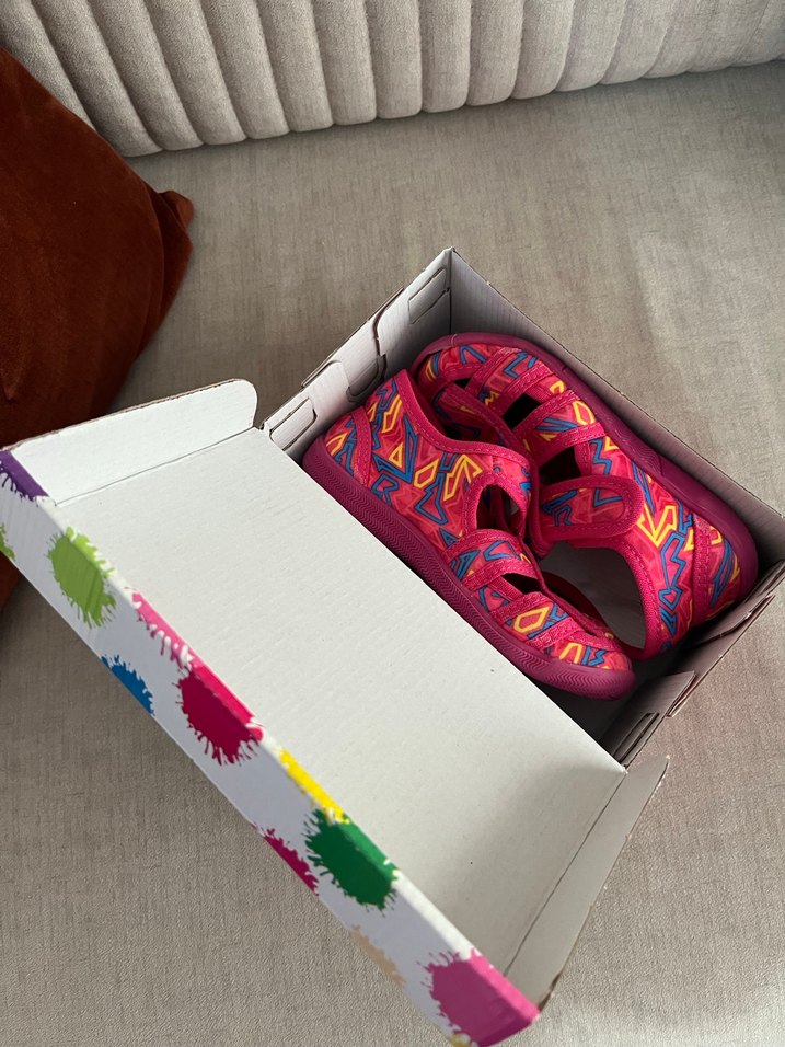 Kız Çocuk Renkli Velcro Bağlı Terlik Panduf - Görsel 5