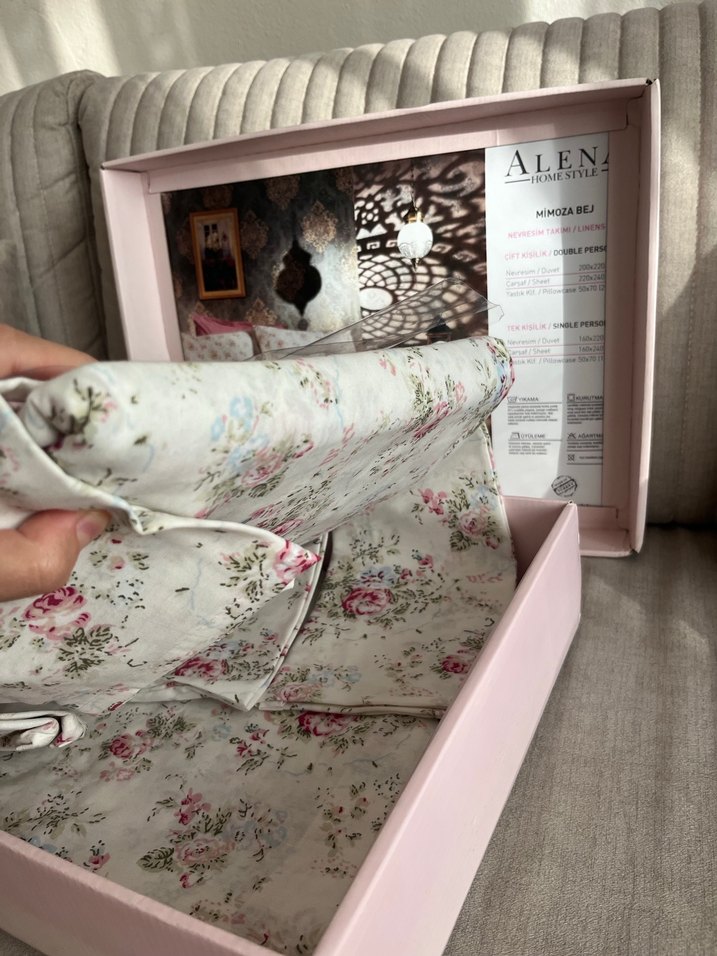 Pembe Pastel Çiçek Desenli Çift Kişilik Nevresim Takımı - Görsel 4