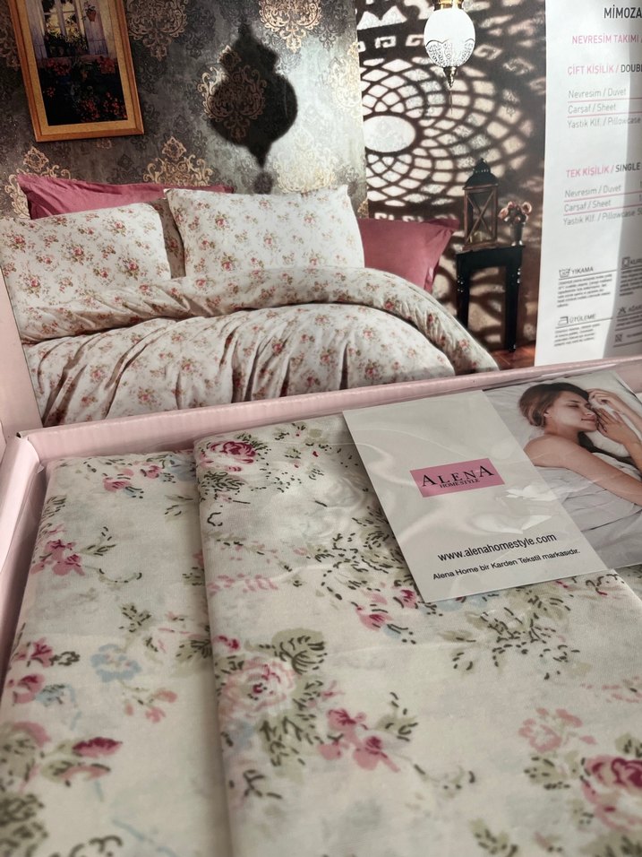 Pembe Pastel Çiçek Desenli Çift Kişilik Nevresim Takımı - Görsel 3