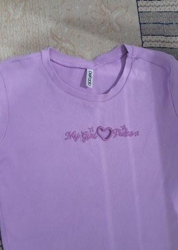 Mor Kız Çocuk Kısa Kollu Tişört - Görsel 2