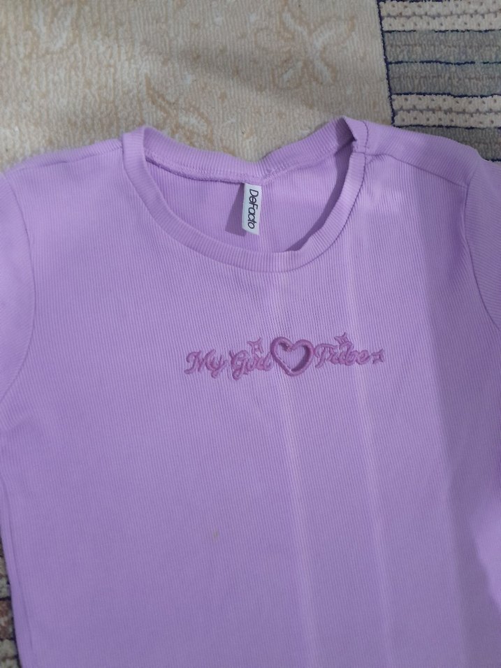 Mor Kız Çocuk Kısa Kollu Tişört - Görsel 2