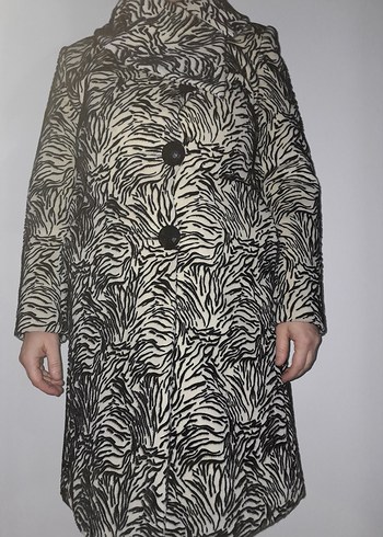 Gri Zebra Desenli Midi Kaban - Görsel 2