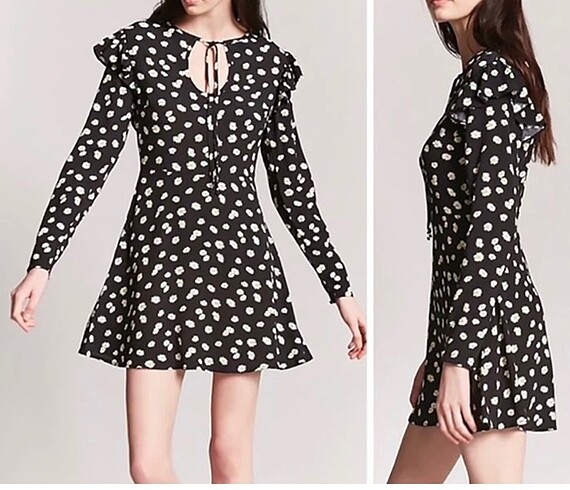 Forever21 marka mbeden , dökümlü pamuklu kumaş şahane nir elbise
