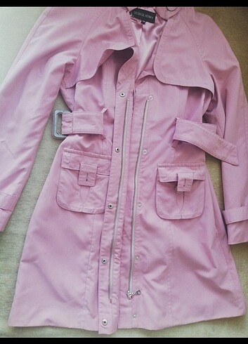 Pembe şık modelli trençkot