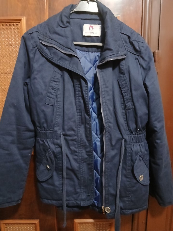 Düğmeli Lacivert Midi Kadın mont....dolgulu....sıcak tutar - Görsel 2