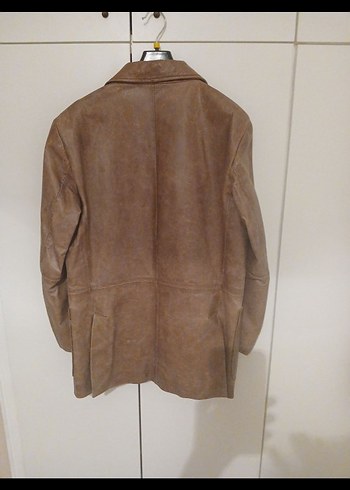 Düğmeli Kahverengi bufalo deri  erkek Ceket - Görsel 3