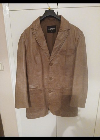 Düğmeli Kahverengi bufalo deri  erkek Ceket - Görsel 2