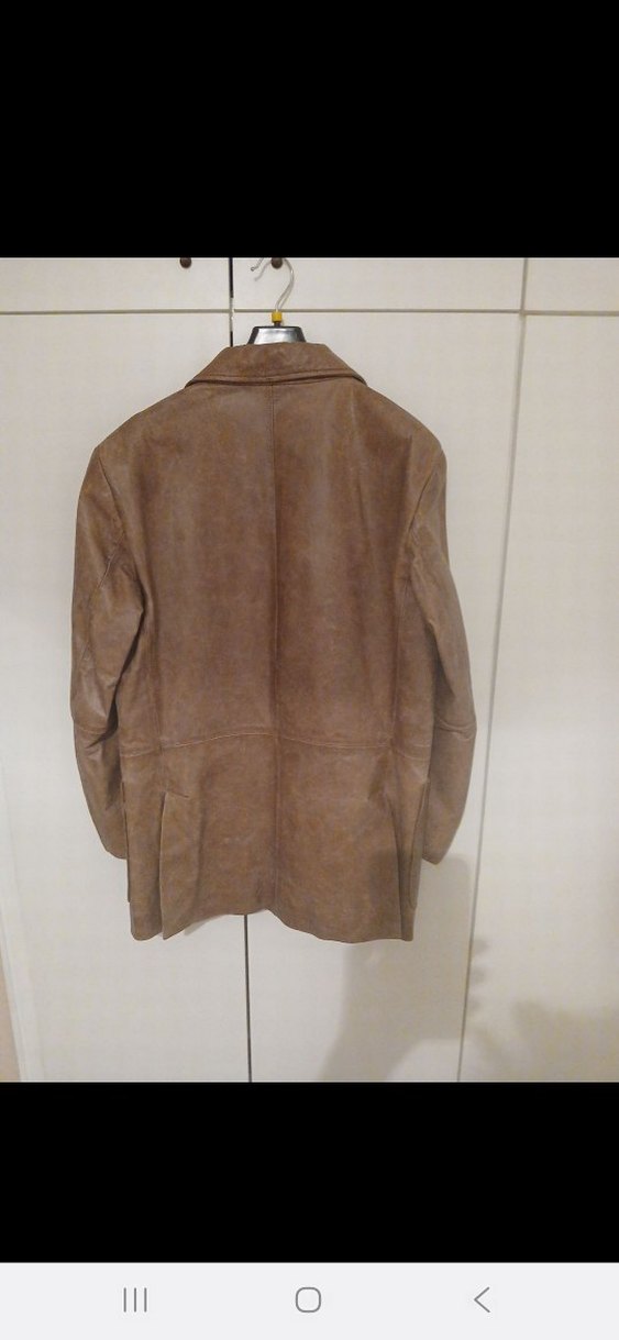 Düğmeli Kahverengi bufalo deri  erkek Ceket - Görsel 3