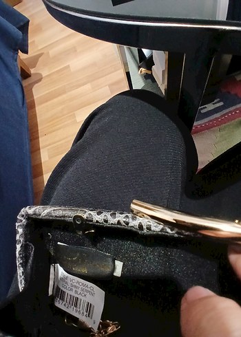 Gri Yılan Derisi Desenli Deri Kadın Clutch - Görsel 6