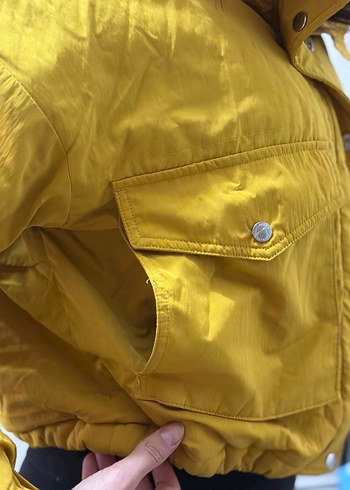 Sarı Kürklü Sokak Stili Kadın Mont - Görsel 6