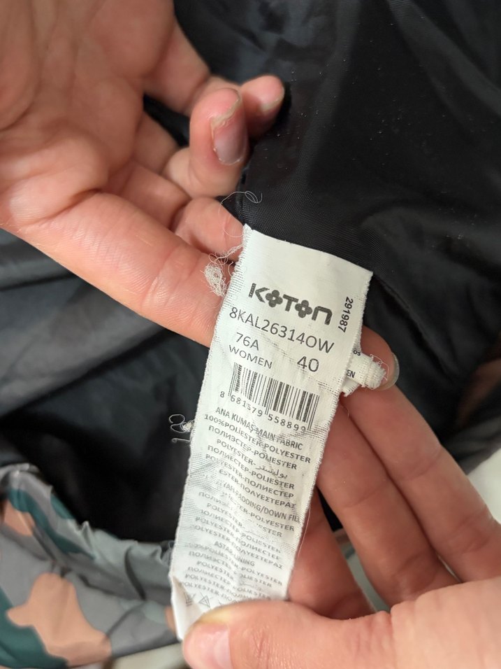 Gri Kamuflajlı Kısa Kadın Mont - Görsel 3