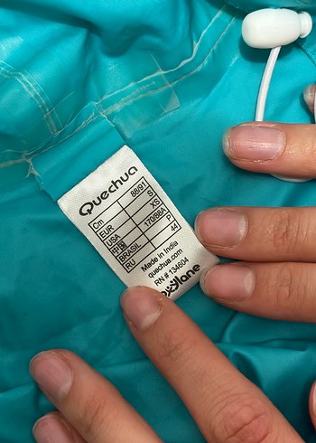 Turkuaz Kapüşonlu Uzun Kollu Kadın Yağmurluk DECATHLON - Görsel 9