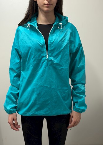 Turkuaz Kapüşonlu Uzun Kollu Kadın Yağmurluk DECATHLON - Görsel 13
