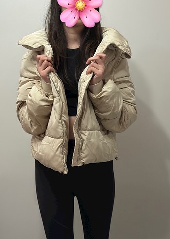 Bej Midi Kadın Kışlık Mont - Görsel 6