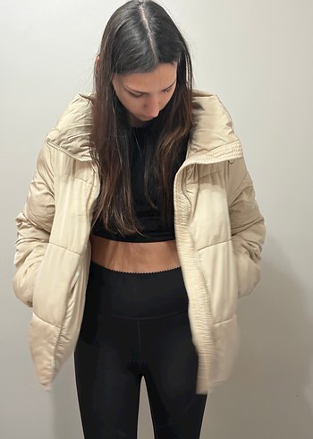 Bej Midi Kadın Kışlık Mont - Görsel 2