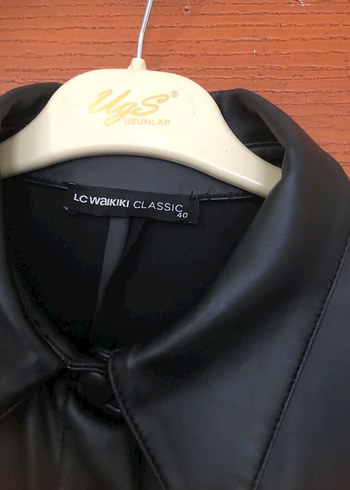 Düğmeli Siyah Deri Kadın Ceket - Görsel 7