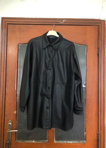 Düğmeli Siyah Deri Kadın Ceket - Görsel 4