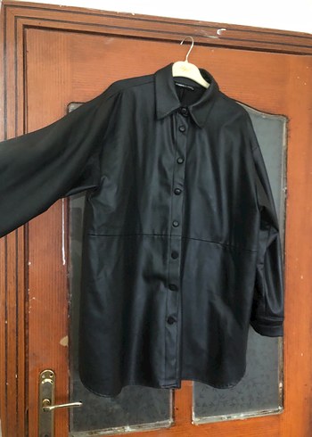 Düğmeli Siyah Deri Kadın Ceket - Görsel 3