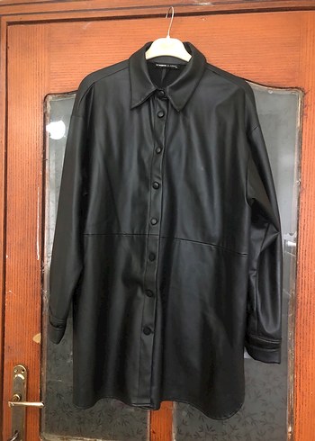 Düğmeli Siyah Deri Kadın Ceket - Görsel 5