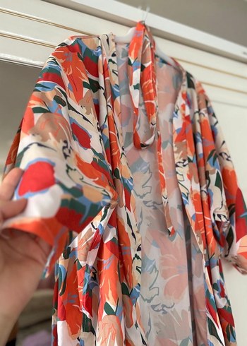 Bohem Çok Renkli Uzun Kimono V Yaka - Görsel 5