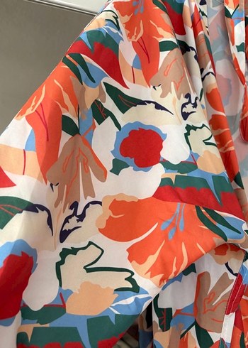 Bohem Çok Renkli Uzun Kimono V Yaka - Görsel 3