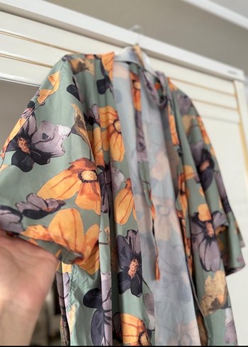 Bohem Çok Renkli Uzun Kimono V Yaka - Görsel 9