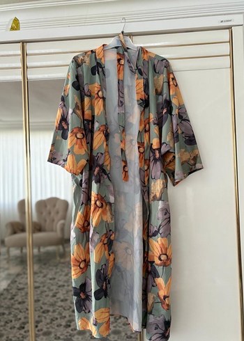 Bohem Çok Renkli Uzun Kimono V Yaka - Görsel 6